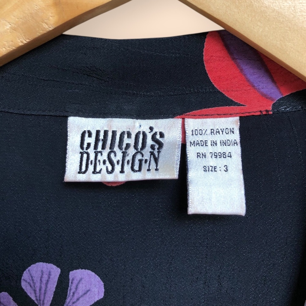 Vintage 90s Y2K Chico’s Design Retro Flower Patterned Casual Shirt Women 3 (XL) - Picture 5 of 8